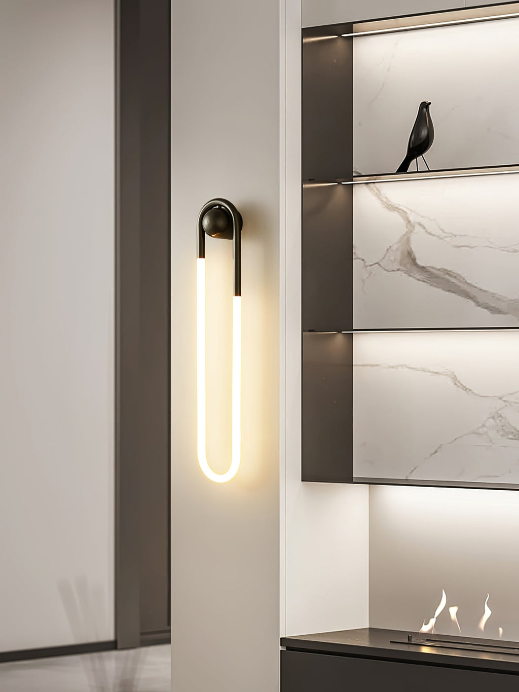 Rudi Loop | Modern LED Wall Sconce, Brass Loop Wall Light for Bedroom, Hallway and Staircase