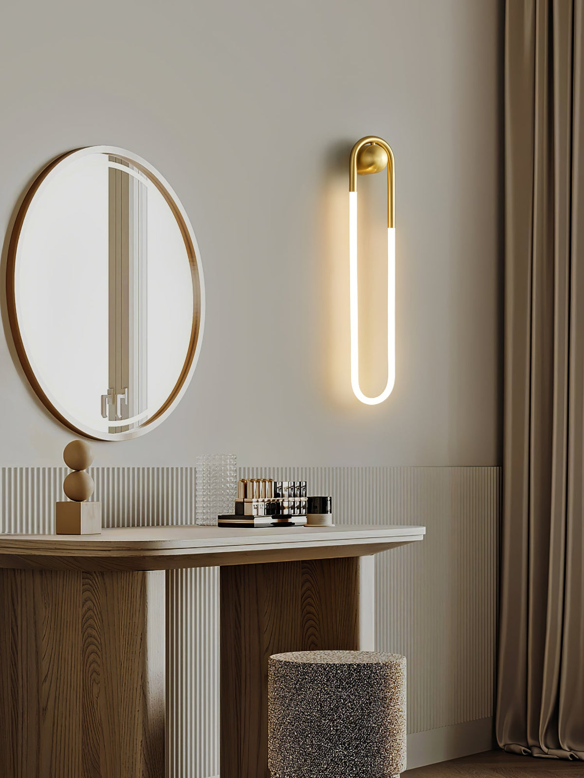 Rudi Loop | Modern LED Wall Sconce, Brass Loop Wall Light for Bedroom, Hallway and Staircase