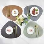 Brook | Pebble Shaped Placemats, Faux Leather Double Sided Table Mats, Non Slip Heat Resistant Set