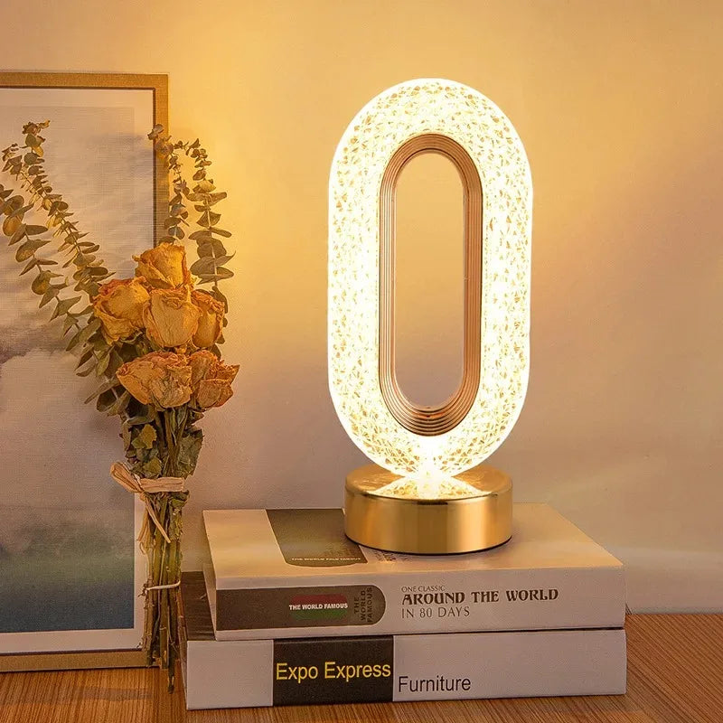 Stellora | Crystal Night Light, Rechargeable Touch Lamp, Moon and Star LED Bedside Table Lamp, Gift