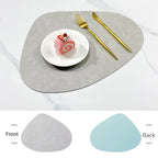 Brook | Pebble Shaped Placemats, Faux Leather Double Sided Table Mats, Non Slip Heat Resistant Set
