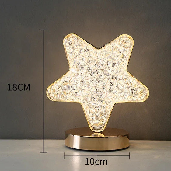 Stellora | Crystal Night Light, Rechargeable Touch Lamp, Moon and Star LED Bedside Table Lamp, Gift