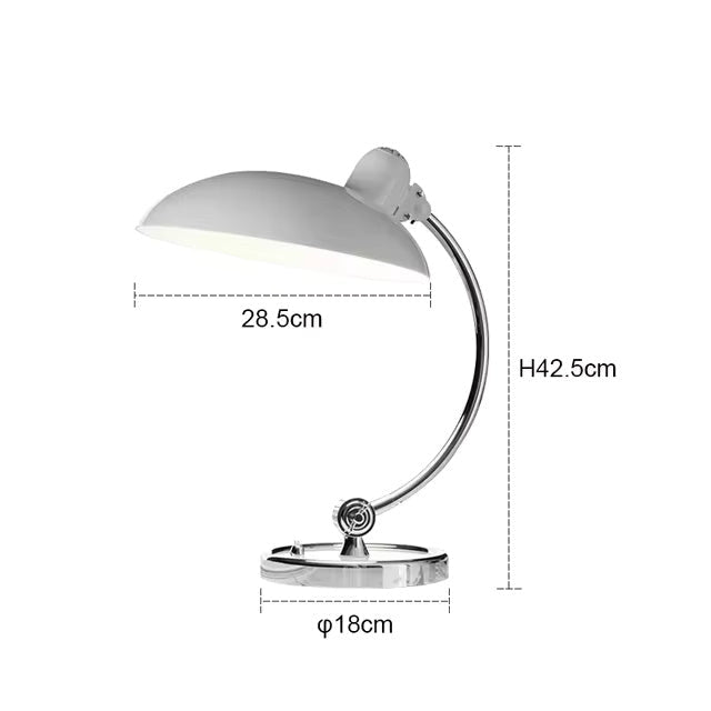 Cupola | Bauhaus Desk Lamp, Curved Arm Dome Table Lamp, Retro Chrome Reading Lamp for Office