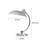 Cupola | Bauhaus Desk Lamp, Curved Arm Dome Table Lamp, Retro Chrome Reading Lamp for Office