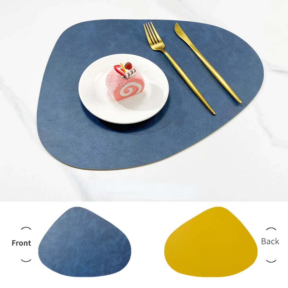 Brook | Pebble Shaped Placemats, Faux Leather Double Sided Table Mats, Non Slip Heat Resistant Set