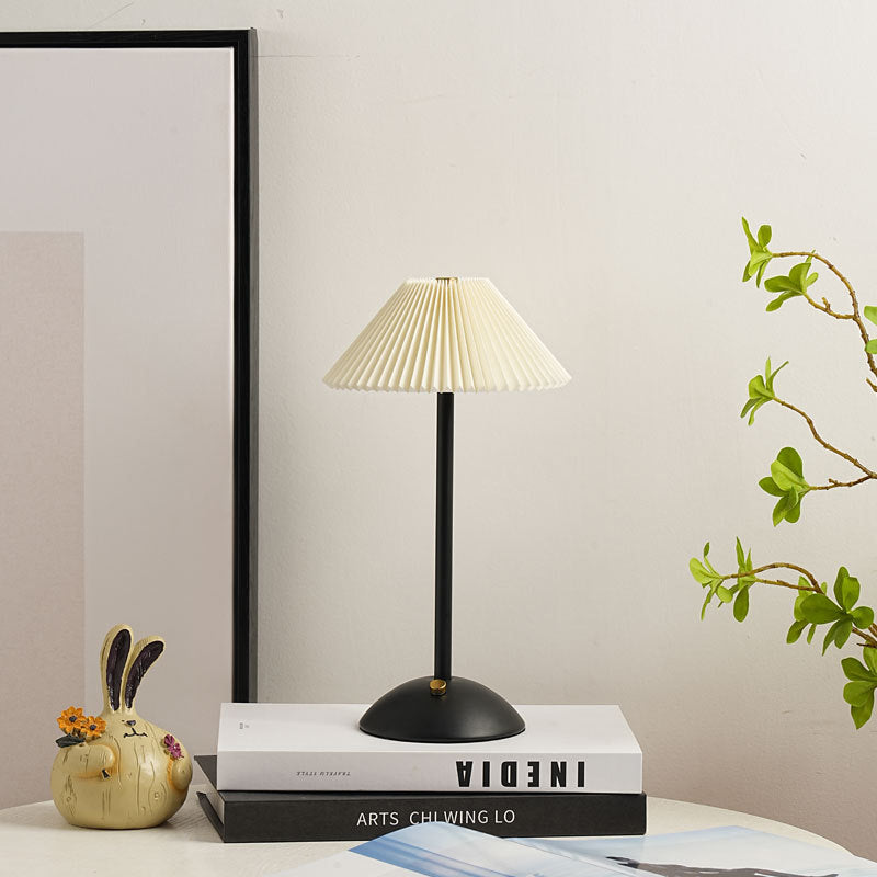 Ellis | Cordless Table Lamp, Rechargeable Pleated Shade Lamp, Dimmable, 8 Colors