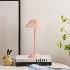 Ellis | Cordless Table Lamp, Rechargeable Pleated Shade Lamp, Dimmable, 8 Colors