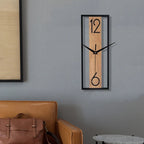 Pillar | Modern Rectangular Wall Clock, Slim Wood and Metal Silent Clock, Minimalist Japandi Decor
