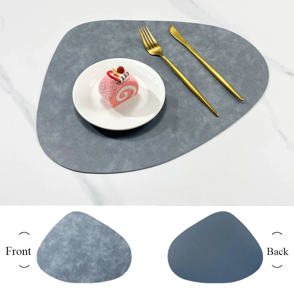 Brook | Pebble Shaped Placemats, Faux Leather Double Sided Table Mats, Non Slip Heat Resistant Set