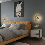 Lunaris | Wall Clock Lamp, Gold Crescent LED Wall Sconce with Clock, Modern Decorative Wall Light