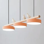 Sienna Bird | Linear Pendant Light with Birds, Wood LED Kitchen Island Chandelier, Dimmable Options