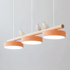 Sienna Bird | Linear Pendant Light with Birds, Wood LED Kitchen Island Chandelier, Dimmable Options
