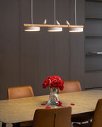 Sienna Bird | Linear Pendant Light with Birds, Wood LED Kitchen Island Chandelier, Dimmable Options