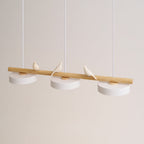 Sienna Bird | Linear Pendant Light with Birds, Wood LED Kitchen Island Chandelier, Dimmable Options