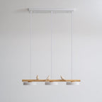 Sienna Bird | Linear Pendant Light with Birds, Wood LED Kitchen Island Chandelier, Dimmable Options