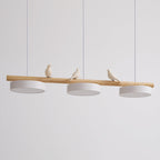 Sienna Bird | Linear Pendant Light with Birds, Wood LED Kitchen Island Chandelier, Dimmable Options