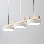 Sienna Bird | Linear Pendant Light with Birds, Wood LED Kitchen Island Chandelier, Dimmable Options
