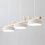 Sienna Bird | Linear Pendant Light with Birds, Wood LED Kitchen Island Chandelier, Dimmable Options