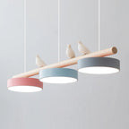 Sienna Bird | Linear Pendant Light with Birds, Wood LED Kitchen Island Chandelier, Dimmable Options