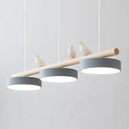 Sienna Bird | Linear Pendant Light with Birds, Wood LED Kitchen Island Chandelier, Dimmable Options