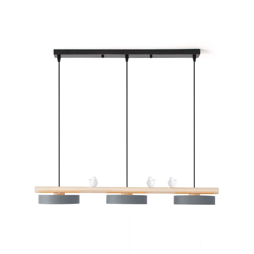 Sienna Bird | Linear Pendant Light with Birds, Wood LED Kitchen Island Chandelier, Dimmable Options