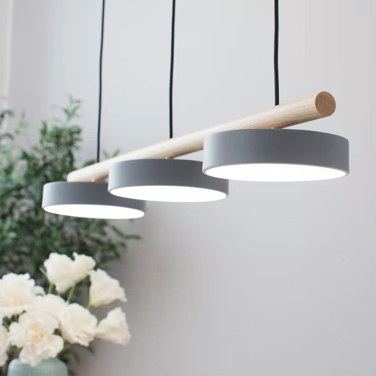 Sienna Bird | Linear Pendant Light with Birds, Wood LED Kitchen Island Chandelier, Dimmable Options