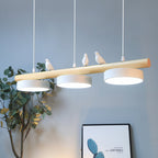 Sienna Bird | Linear Pendant Light with Birds, Wood LED Kitchen Island Chandelier, Dimmable Options