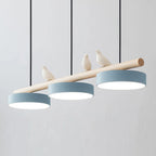 Sienna Bird | Linear Pendant Light with Birds, Wood LED Kitchen Island Chandelier, Dimmable Options