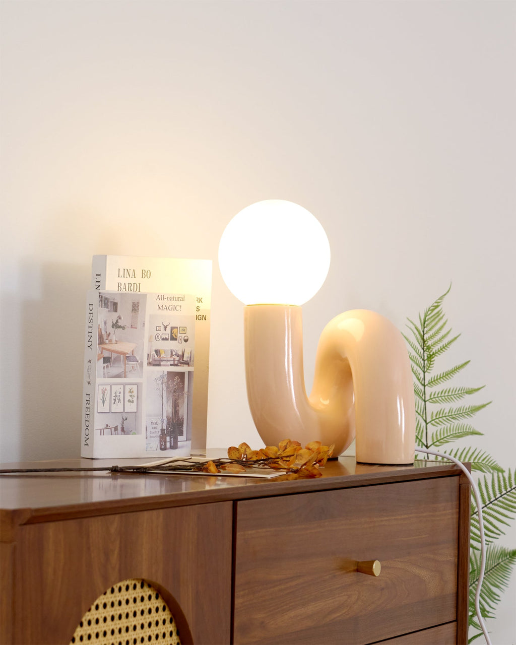 Spiral | Glass Table Lamp, Sculptural Globe Bedside Lamp, Colorful Modern Accent Lamp for Living Room