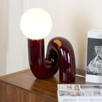 Spiral | Glass Table Lamp, Sculptural Globe Bedside Lamp, Colorful Modern Accent Lamp for Living Room