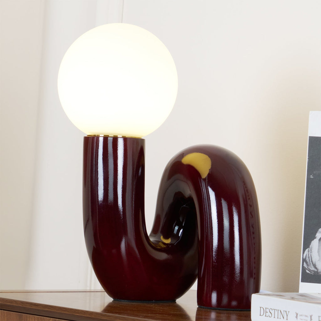 Spiral | Glass Table Lamp, Sculptural Globe Bedside Lamp, Colorful Modern Accent Lamp for Living Room