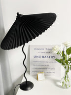 Twirl | Wavy Table Lamp, Pleated Shade Bedside Lamp, Modern Retro Squiggle Lamp for Living Room