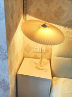 Twirl | Wavy Table Lamp, Pleated Shade Bedside Lamp, Modern Retro Squiggle Lamp for Living Room