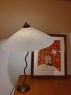 Twirl | Wavy Table Lamp, Pleated Shade Bedside Lamp, Modern Retro Squiggle Lamp for Living Room