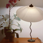 Twirl | Wavy Table Lamp, Pleated Shade Bedside Lamp, Modern Retro Squiggle Lamp for Living Room