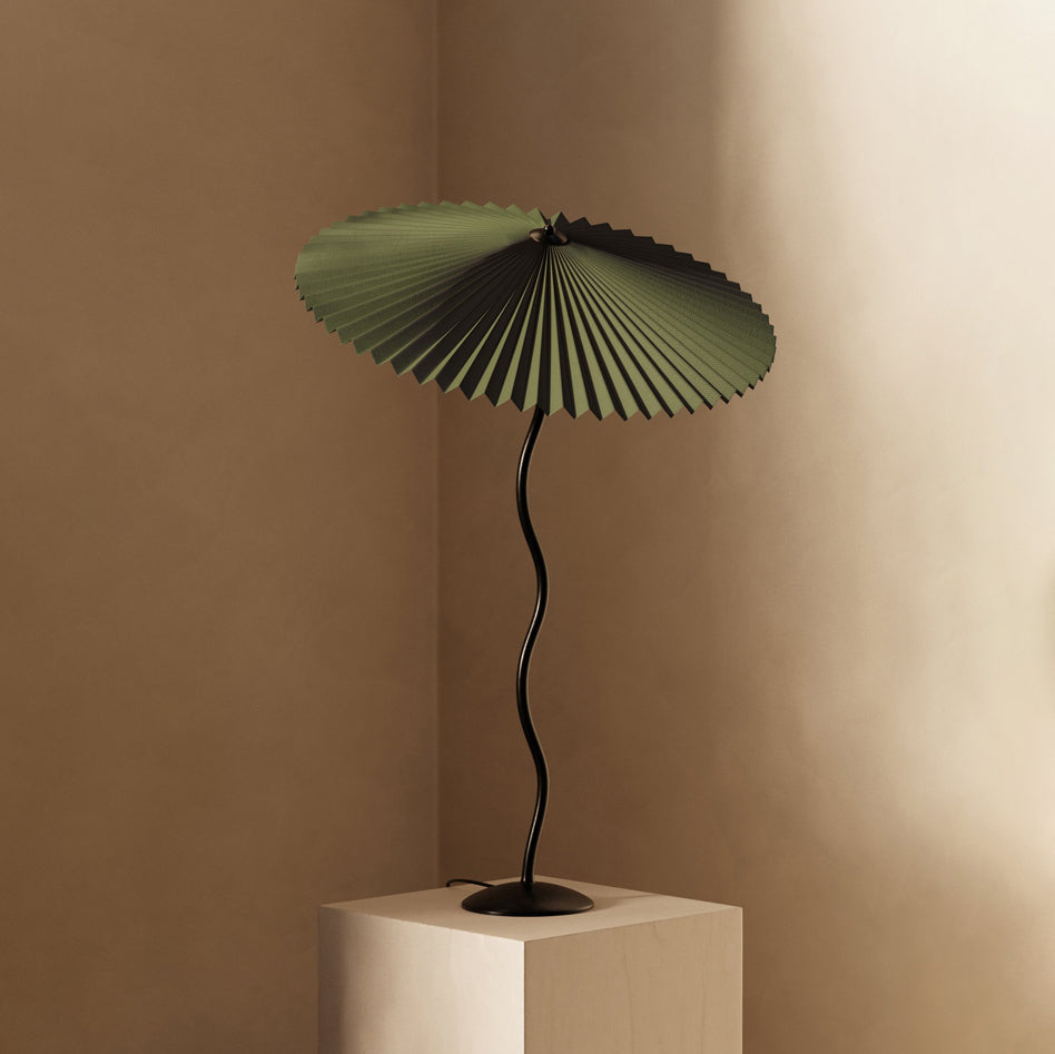 Twirl | Wavy Table Lamp, Pleated Shade Bedside Lamp, Modern Retro Squiggle Lamp for Living Room