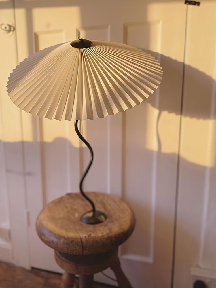 Twirl | Wavy Table Lamp, Pleated Shade Bedside Lamp, Modern Retro Squiggle Lamp for Living Room