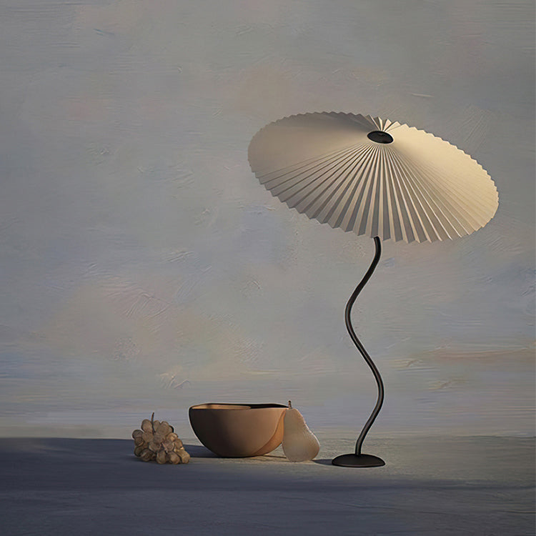 Twirl | Wavy Table Lamp, Pleated Shade Bedside Lamp, Modern Retro Squiggle Lamp for Living Room