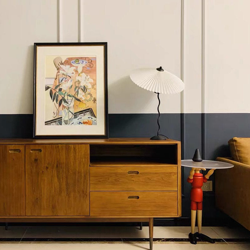 Twirl | Wavy Table Lamp, Pleated Shade Bedside Lamp, Modern Retro Squiggle Lamp for Living Room
