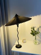 Twirl | Wavy Table Lamp, Pleated Shade Bedside Lamp, Modern Retro Squiggle Lamp for Living Room