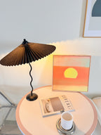 Twirl | Wavy Table Lamp, Pleated Shade Bedside Lamp, Modern Retro Squiggle Lamp for Living Room