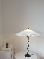 Twirl | Wavy Table Lamp, Pleated Shade Bedside Lamp, Modern Retro Squiggle Lamp for Living Room