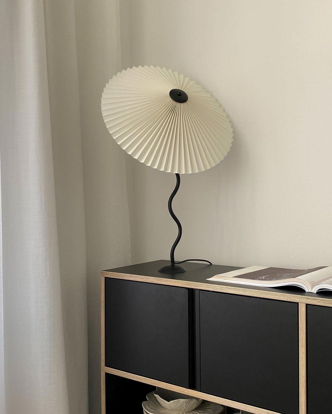 Twirl | Wavy Table Lamp, Pleated Shade Bedside Lamp, Modern Retro Squiggle Lamp for Living Room