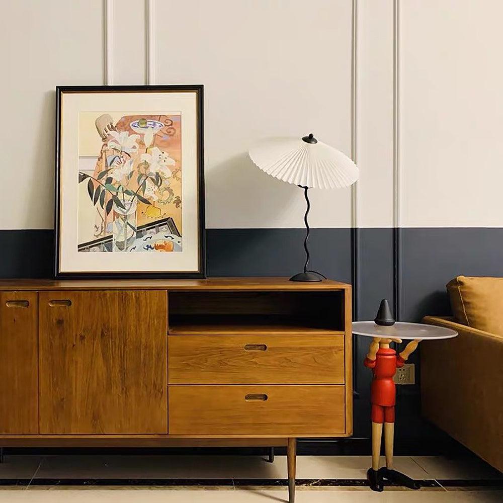 Twirl | Wavy Table Lamp, Pleated Shade Bedside Lamp, Modern Retro Squiggle Lamp for Living Room