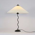 Twirl | Wavy Table Lamp, Pleated Shade Bedside Lamp, Modern Retro Squiggle Lamp for Living Room
