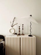 Twirl | Wavy Table Lamp, Pleated Shade Bedside Lamp, Modern Retro Squiggle Lamp for Living Room