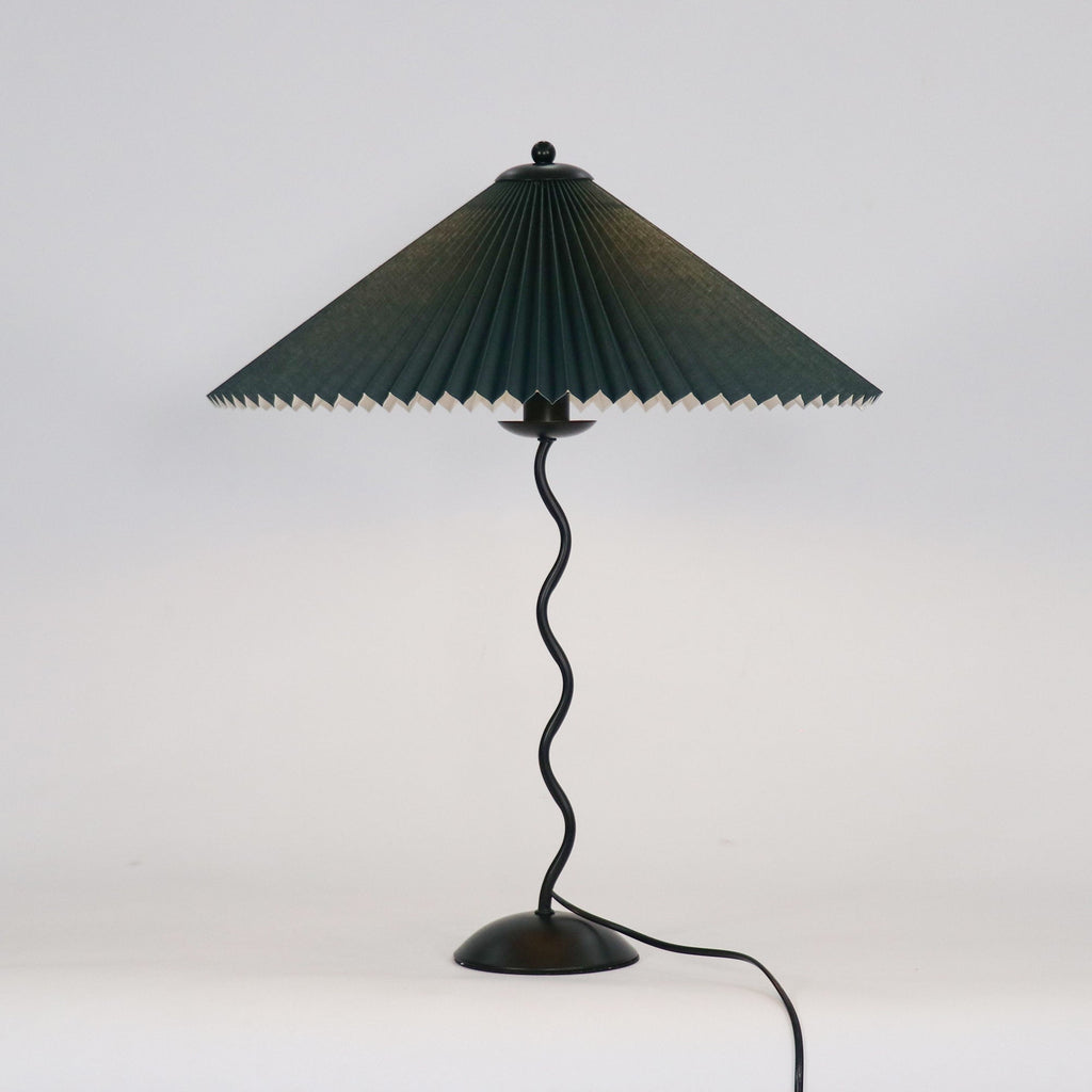 Twirl | Wavy Table Lamp, Pleated Shade Bedside Lamp, Modern Retro Squiggle Lamp for Living Room