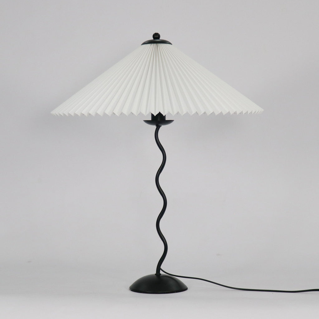 Twirl | Wavy Table Lamp, Pleated Shade Bedside Lamp, Modern Retro Squiggle Lamp for Living Room