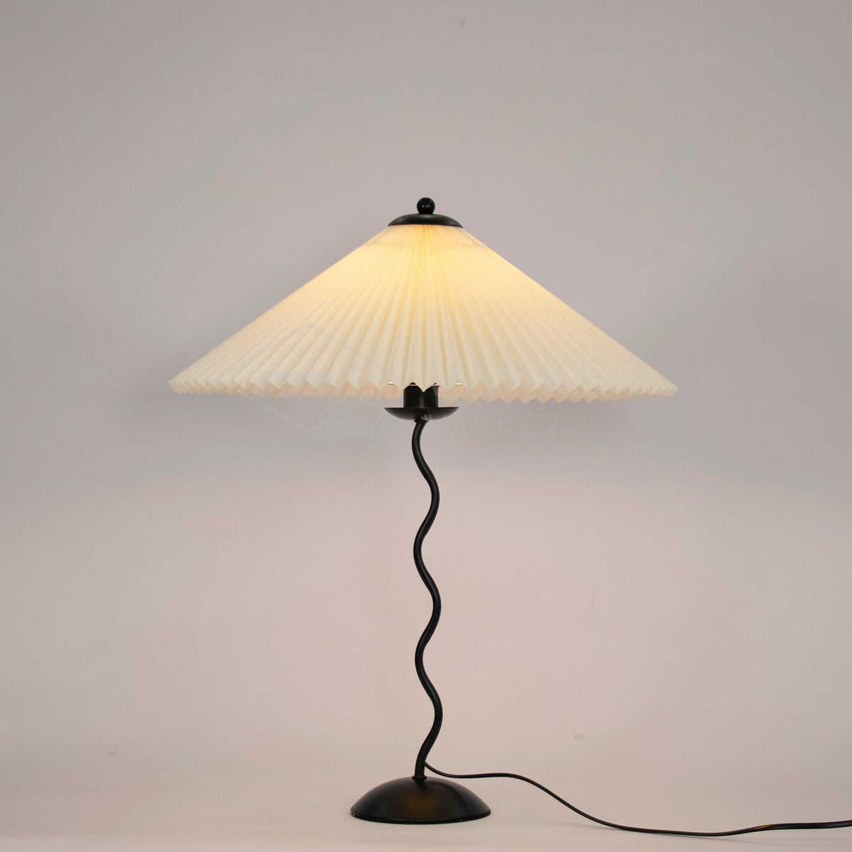Twirl | Wavy Table Lamp, Pleated Shade Bedside Lamp, Modern Retro Squiggle Lamp for Living Room