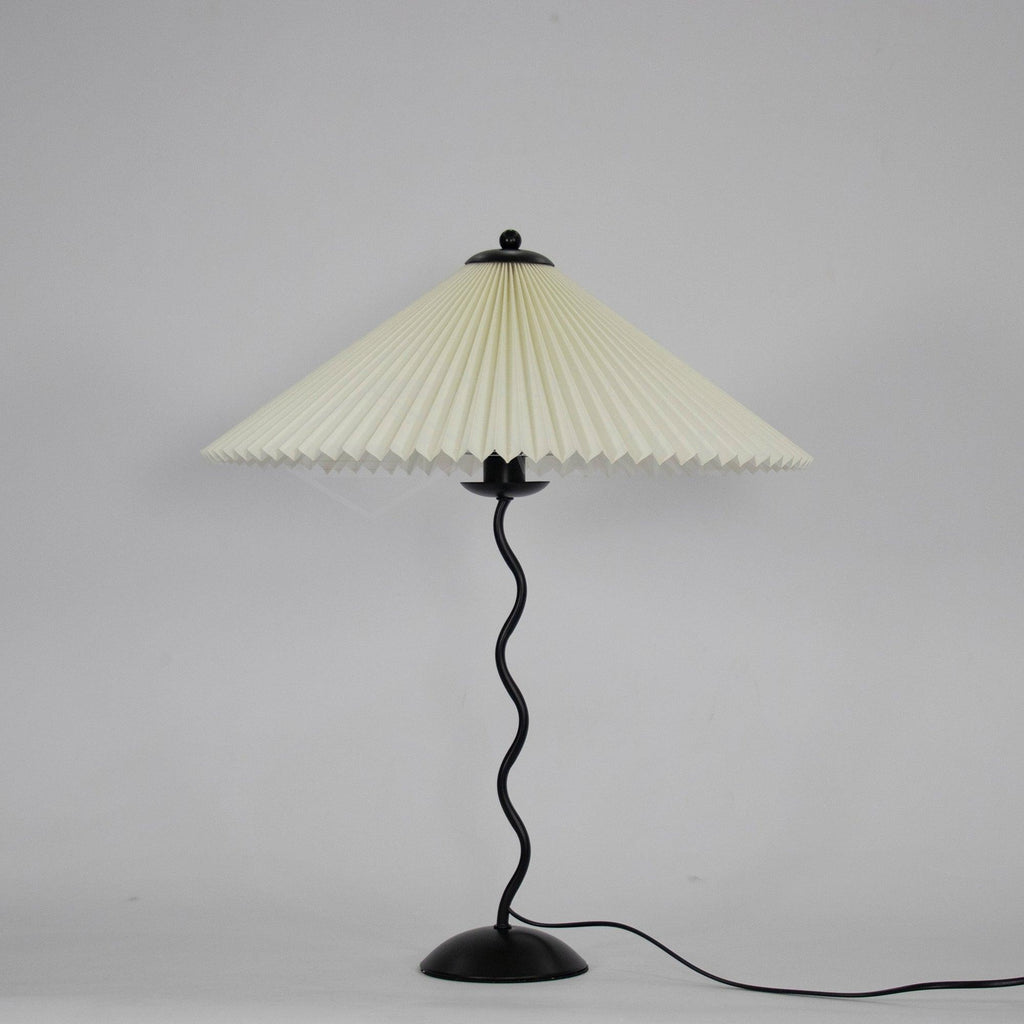 Twirl | Wavy Table Lamp, Pleated Shade Bedside Lamp, Modern Retro Squiggle Lamp for Living Room